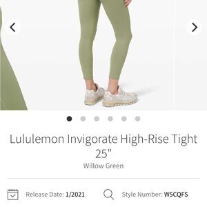 lululemon Invigorate High-Rise Tight 25" - Willow Green